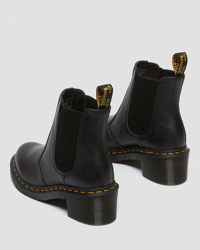 Black Women's Dr Martens Cadence Leather Heeled Chelsea Boots | CA 123ZUT